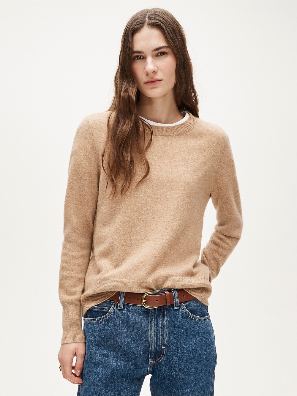 J. Crew Camel Merino Wool Crewneck Sweater Size Large